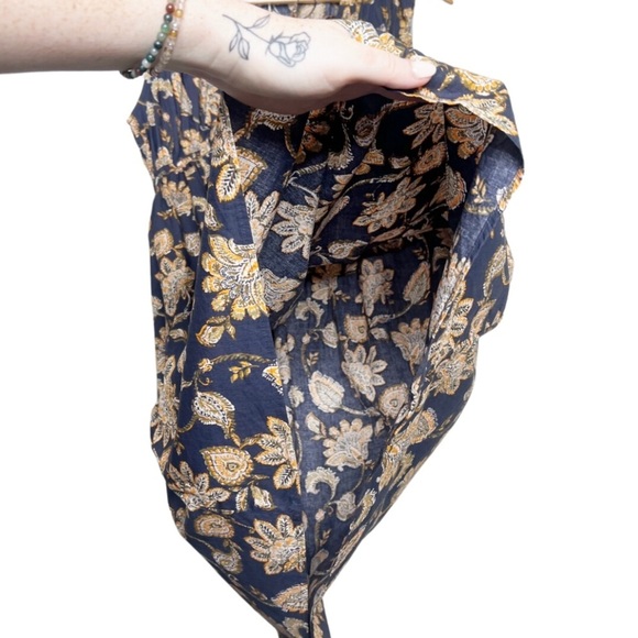 New with Tag MNG Mango Womens Navy Floral Orange Tie Front Sleeveless Mini Dress - Picture 6 of 16